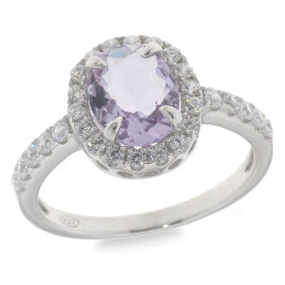 Sterling Silver Purple And Cubic Zirconia Ring