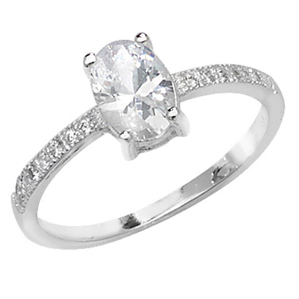 Sil Ring Cz Oval Cz Sh