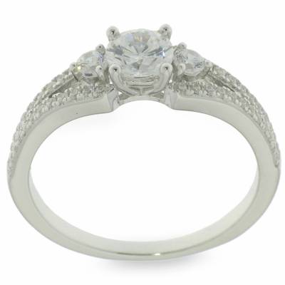 Sterling Silver Cubic Zirconia Solitaire Dress Ring