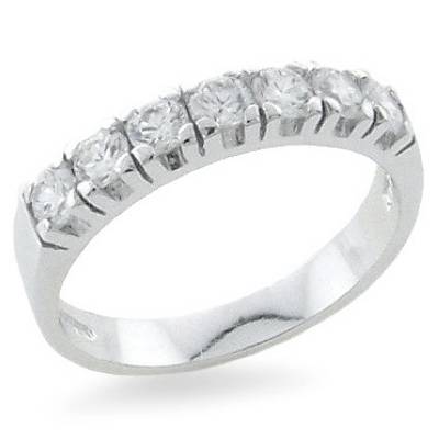 Sterling Silver Seven Stone Cubic Zirconia Ring