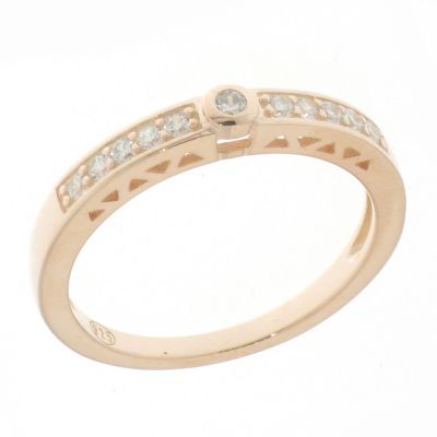 Sterling Silver Cubic Zirconia Ring In Rose