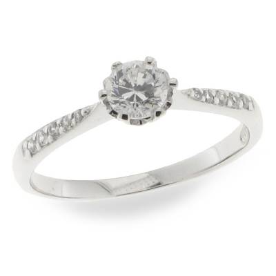 Sterling Silver Cubic Zirconia Solitaire Ring