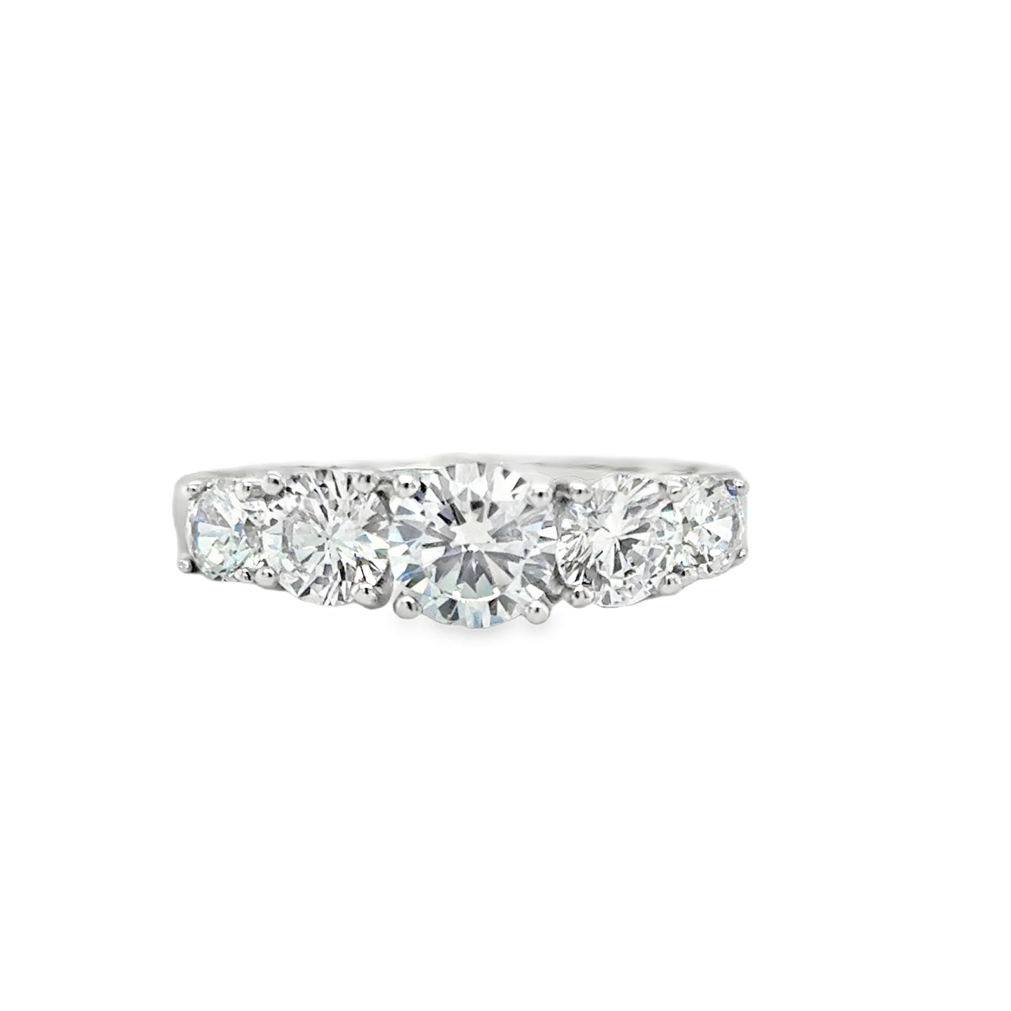 Sterling Silver Five Stone Cubic Zirconia Ring