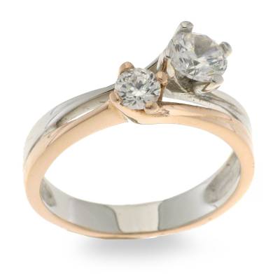 Sterling Silver Two Stone Cubic Zirconia Twotone Ring