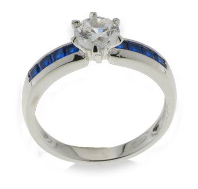 Sterling Silver Solitaire Dress Ring With Channel Shoulders