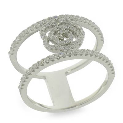 Sterling Silver Cubic Zirconia Flower Center Ring