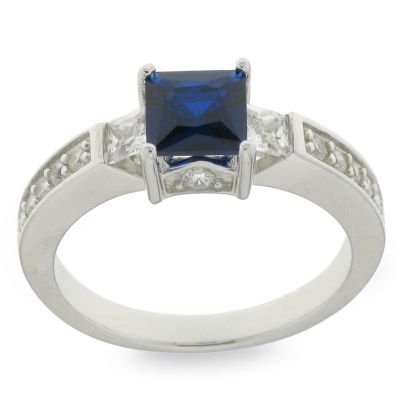 Sterling Silver Blue Solitaire Ring