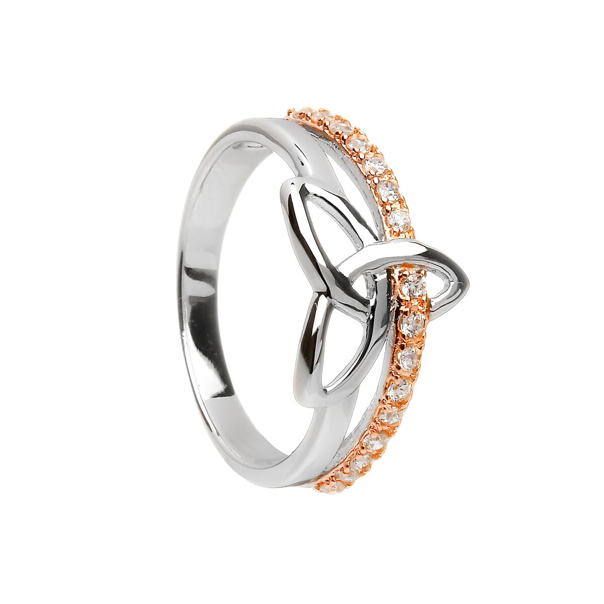 Sterling Silver Rose Cubic Zirconia Trinity Ring