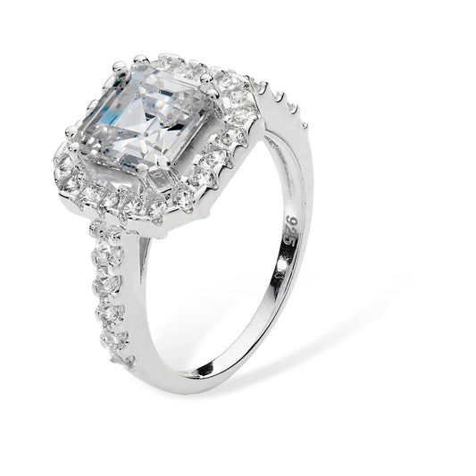 Sterling Silver Cubic Zirconia Square Ring