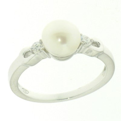 Sterling Silver Ball And Cubic Zirconia Ring