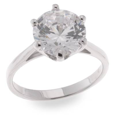 Sterling Silver Cubic Zirconia Solitaire Ring
