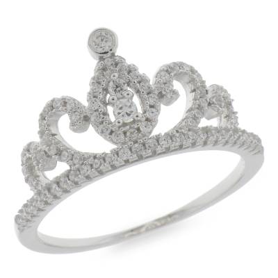 Sterling Silver Cubic Zirconia Crown Ring