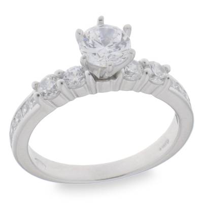 Sterling Silver Cubic Zirconia Solitaire Ring