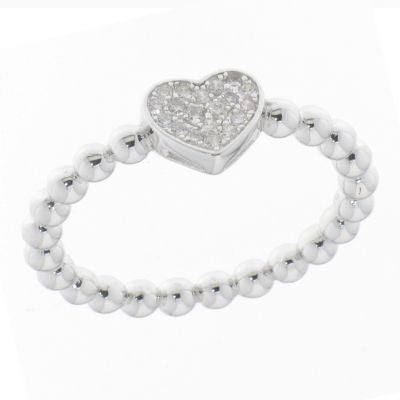 Sterling Silver Heart Stone Set Ring