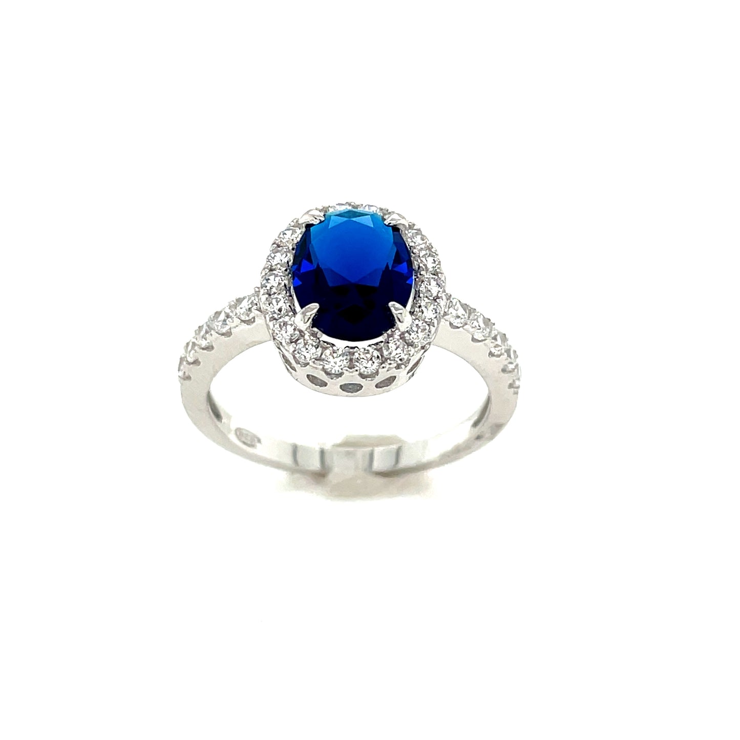 Sterling Silver Oval Halo Set Dress Ring