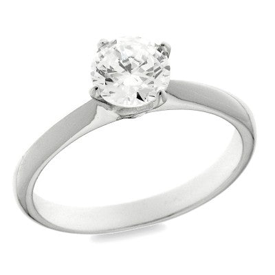 Sterling Silver Cubic Zirconia 4 Claw Solitaire Ring