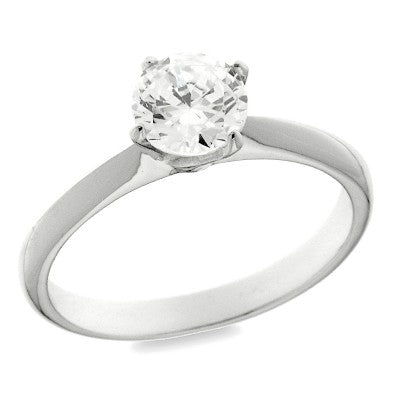 Sterling Silver Cubic Zirconia 4 Claw Solitaire Ring