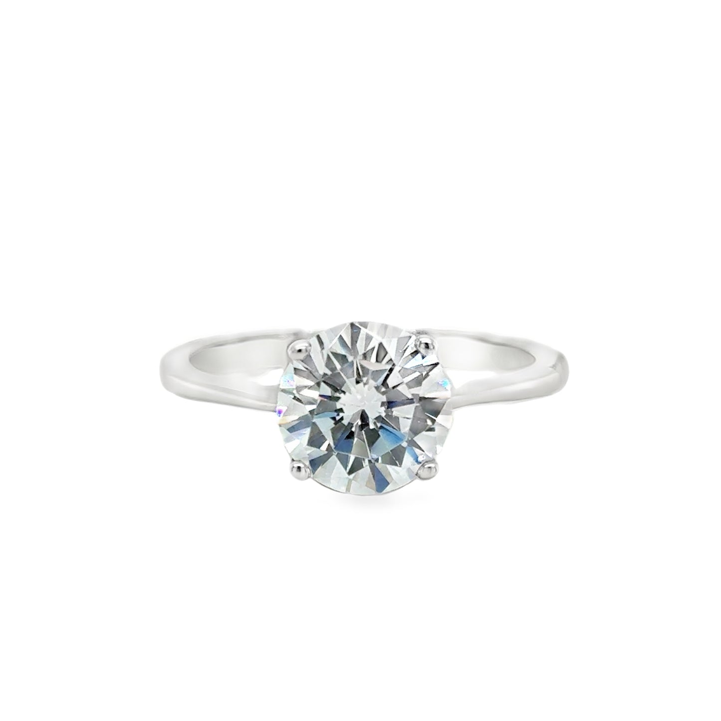 Sterling Silver Cubic Zirconia Solitaire 4 Claw Ring