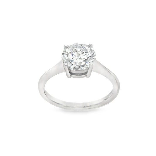 Sterling Silver Cubic Zirconia Solitaire 4 Claw Ring