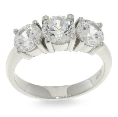 Sterling Silver Three Stone Dress Ring