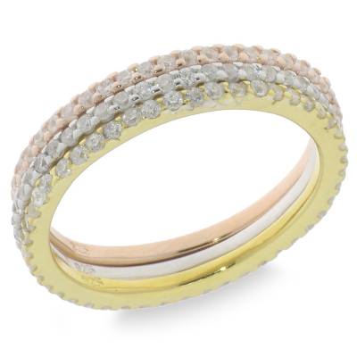 Sterling Silver Three Colour Full Eternity Ring
