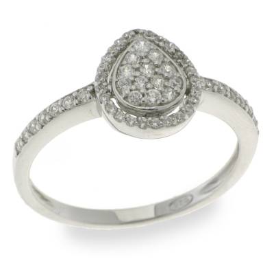 Sterling Silver Cubic Zirconia Marquise Halo Ring