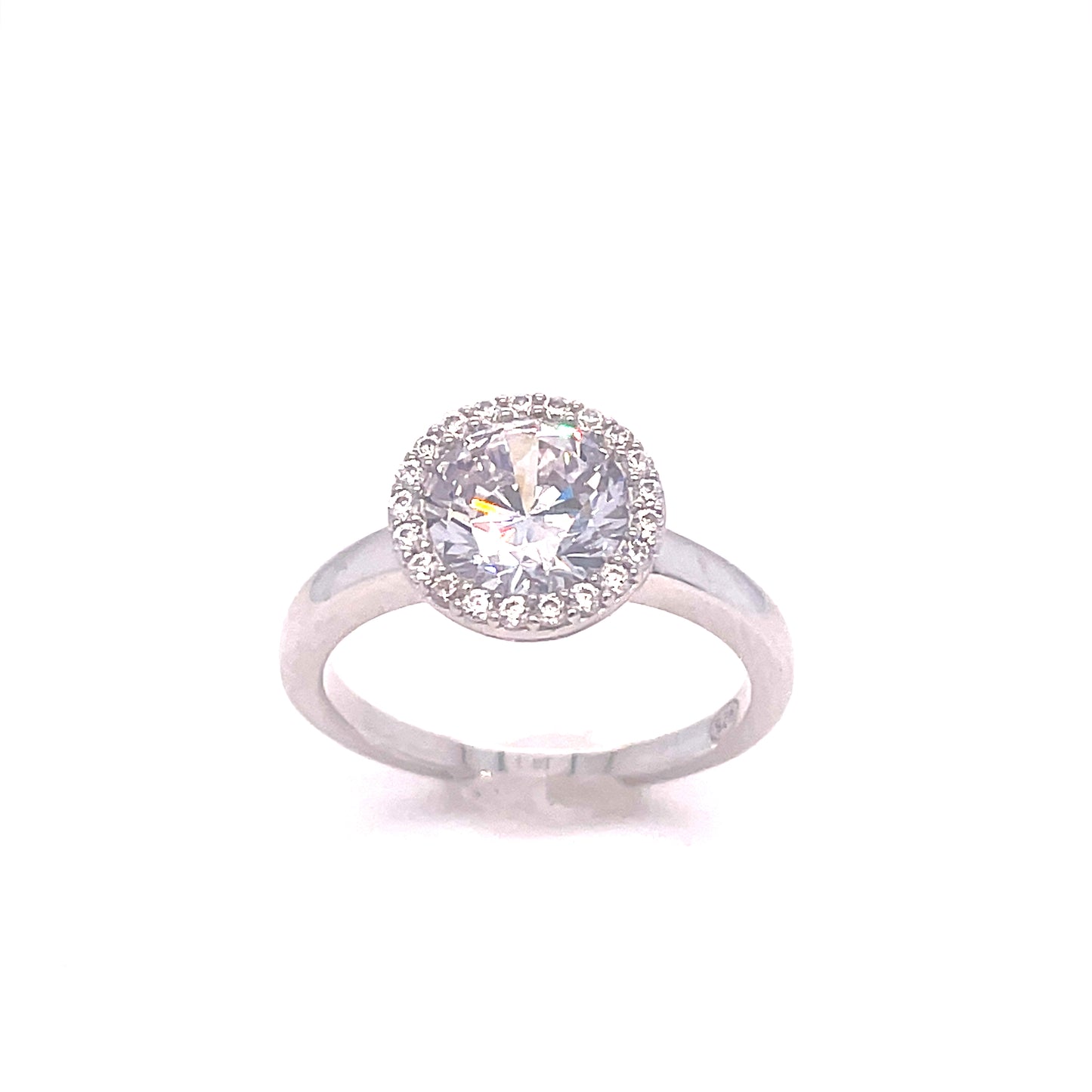 Sterling Silver Cubic Zirconia Solitaire And Bezel Ring