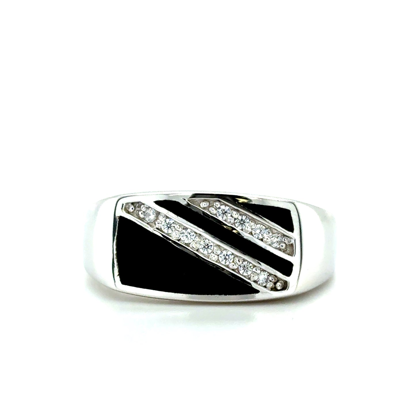 Sterling Silver Stone Set Onyx Gents Dress Ring