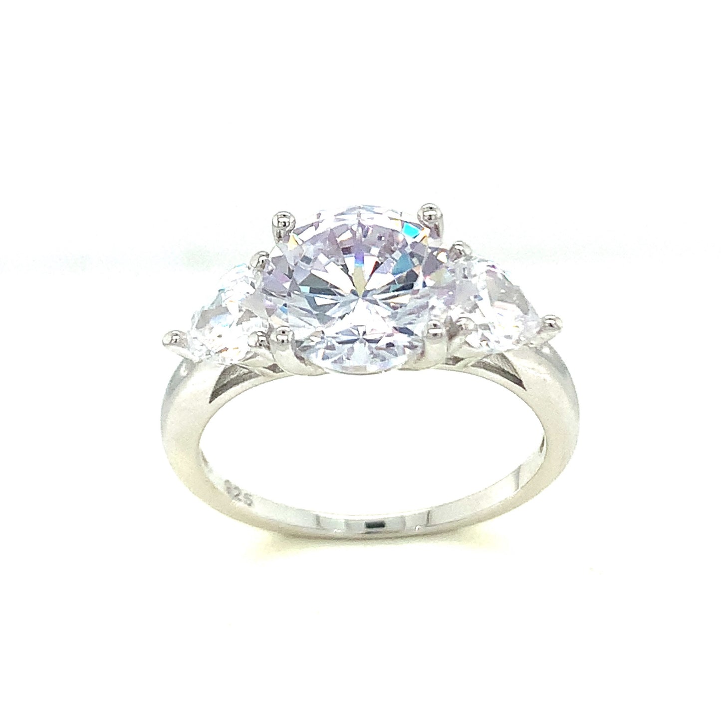 Sterling Silver Cubic Zirconia Trilogy Ring