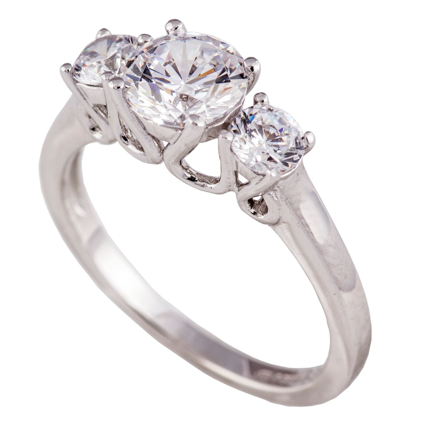 Sterling Silver Cubic Zirconia Three Stone Ring