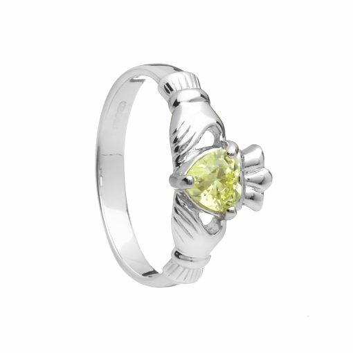 Sterling Silver August Claddagh Ring