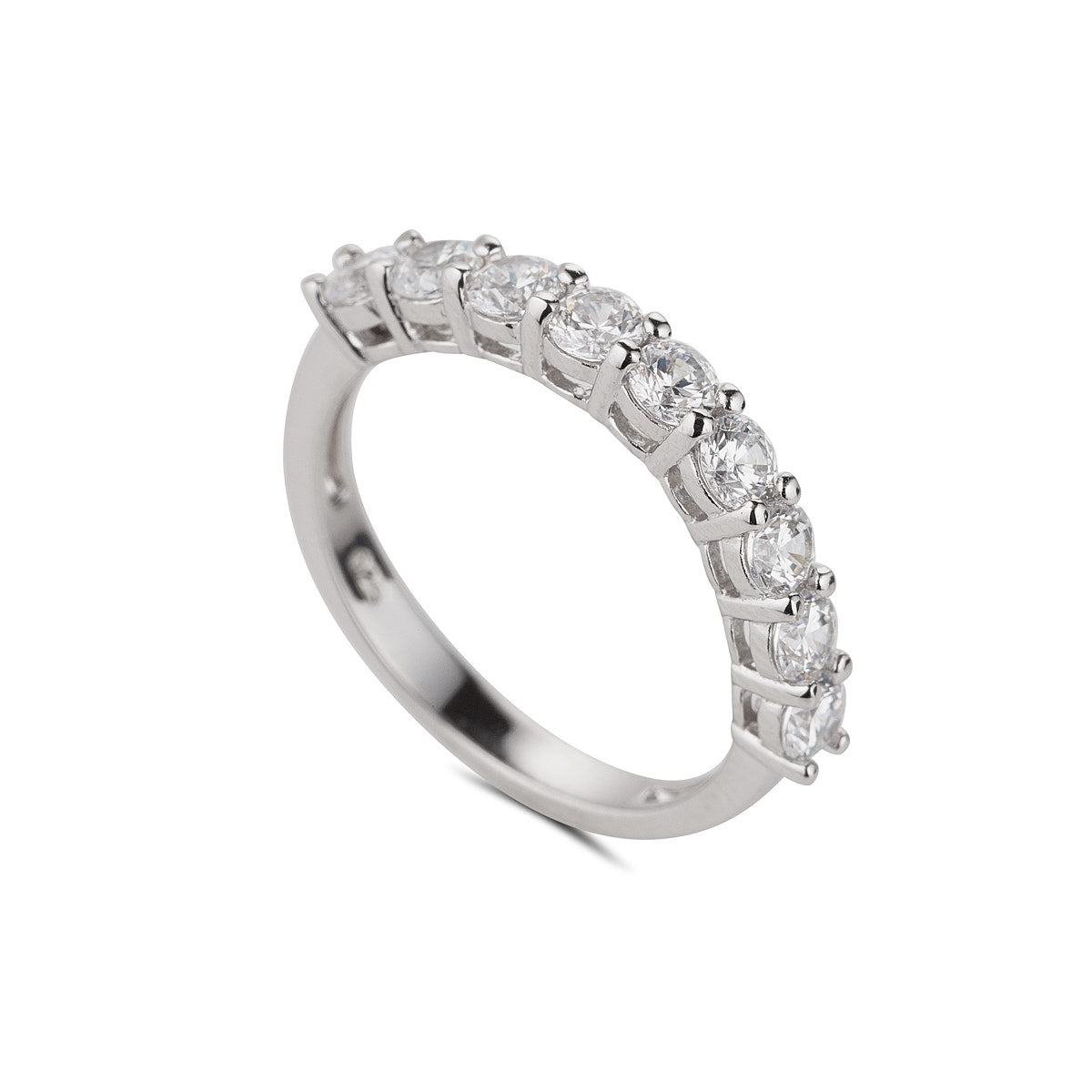 Sterling Silver Cubic Zirconia 9 Stone Eternity Ring