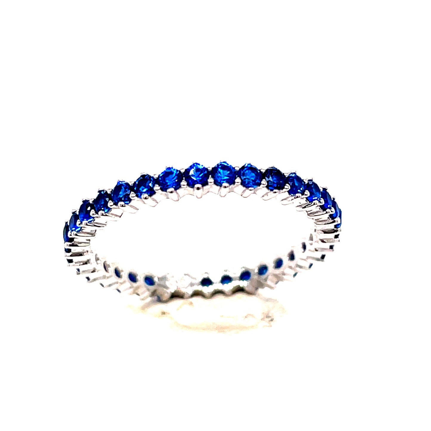 Sterling Silver Blue Stone Full Eternity Ring