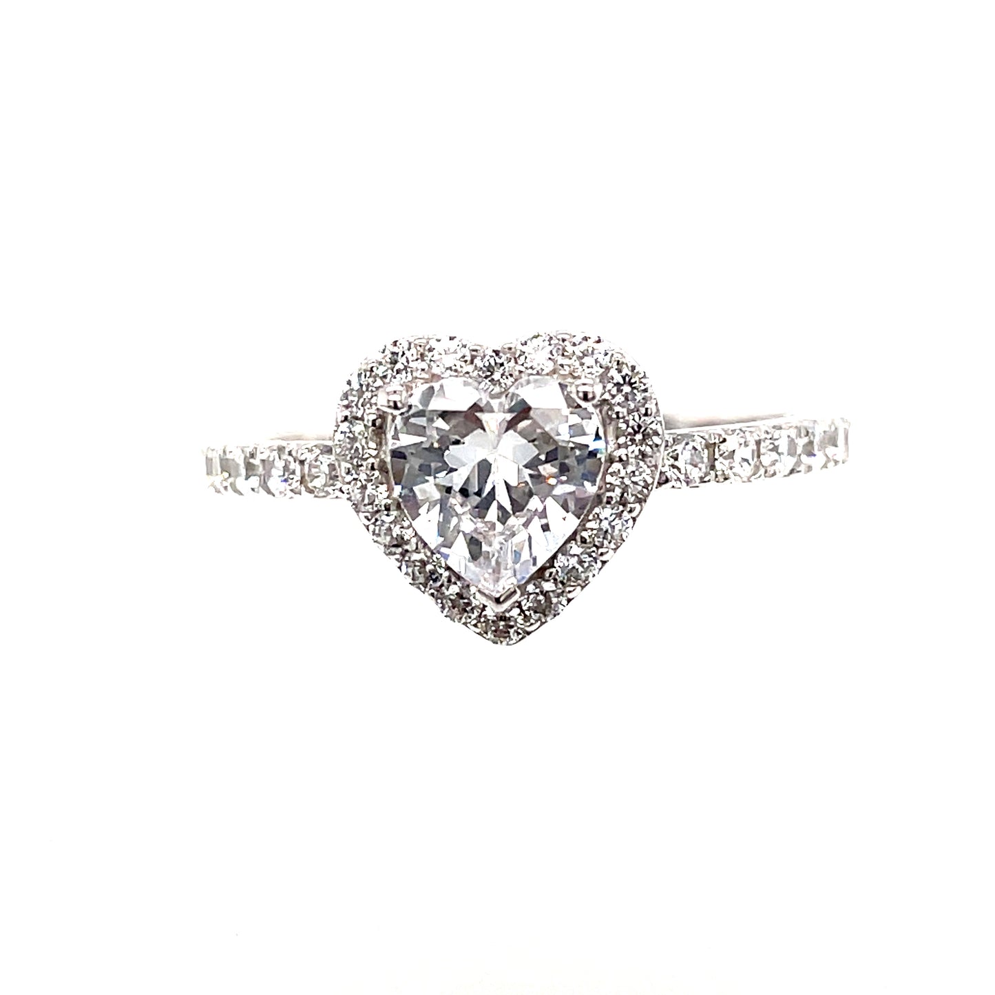 Sterling Silver Cubic Zirconia Heart Ring