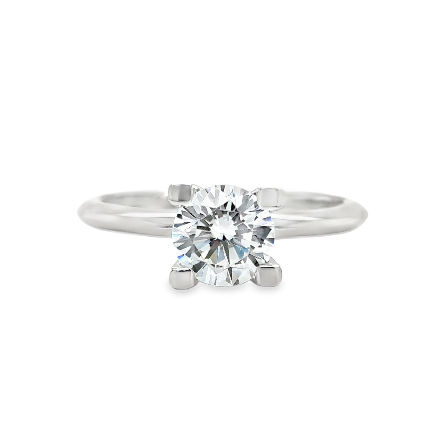 Sterling Silver 7mm Cubic Zirconia 4 Claw Solitaire Ring
