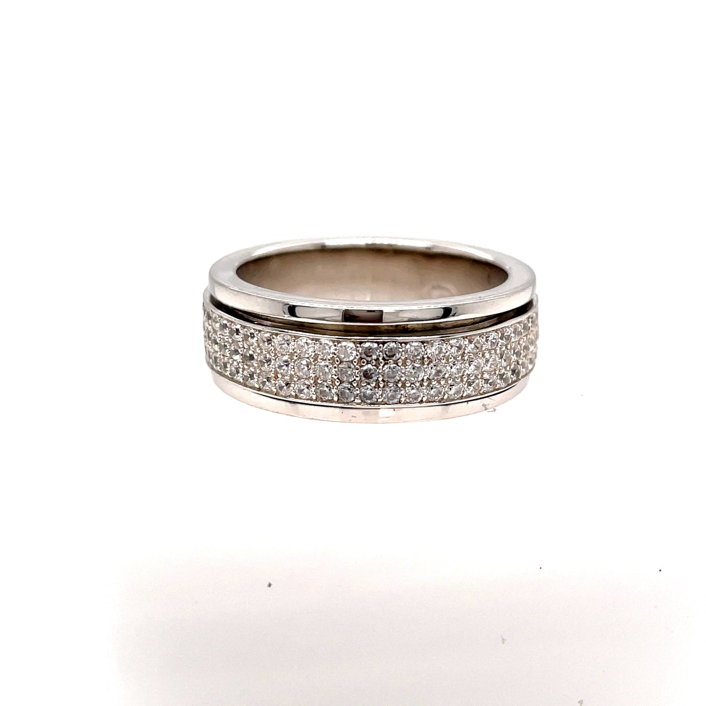 Sterling Silver Cubic Zirconia 3 Row Ring