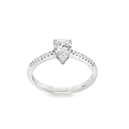 Sterling Silver Cubic Zirconia Pear Solitaire Ring
