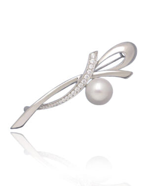 St Sil Brooch Cz Pearl
