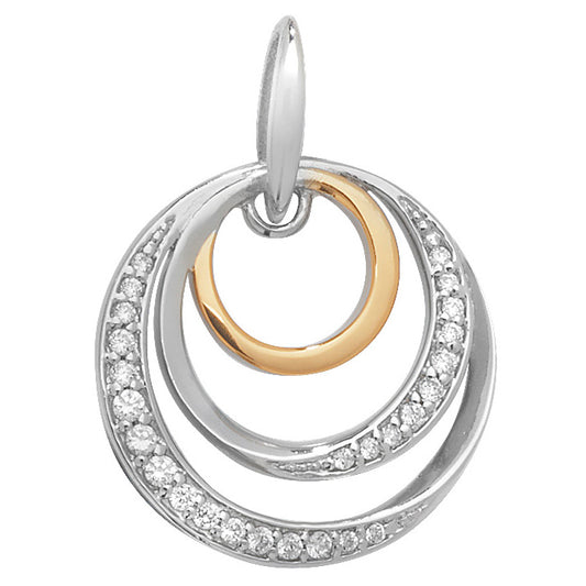 Sterling Silver Three Circle Two Tone Pendant