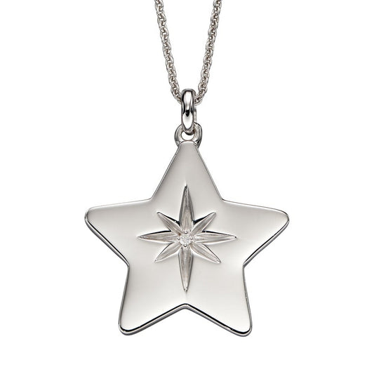 Sterling Silver Large Star With Cubic Zirconia 'Anika' Pendant
