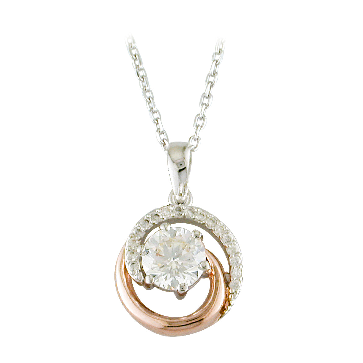 Sterling Silver Cubic Zirconia Rose Swirl Pendant
