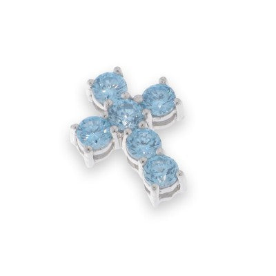 Sterling Silver Blue Cubic Zirconia Cross