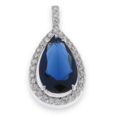 Sterling Silver Cubic Zirconia And Blue Pendant