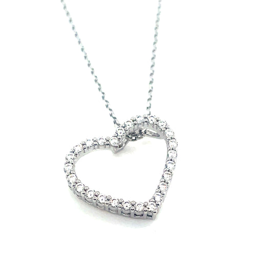 Sterling Silver Cibic Zirconia Open Heart Pendant