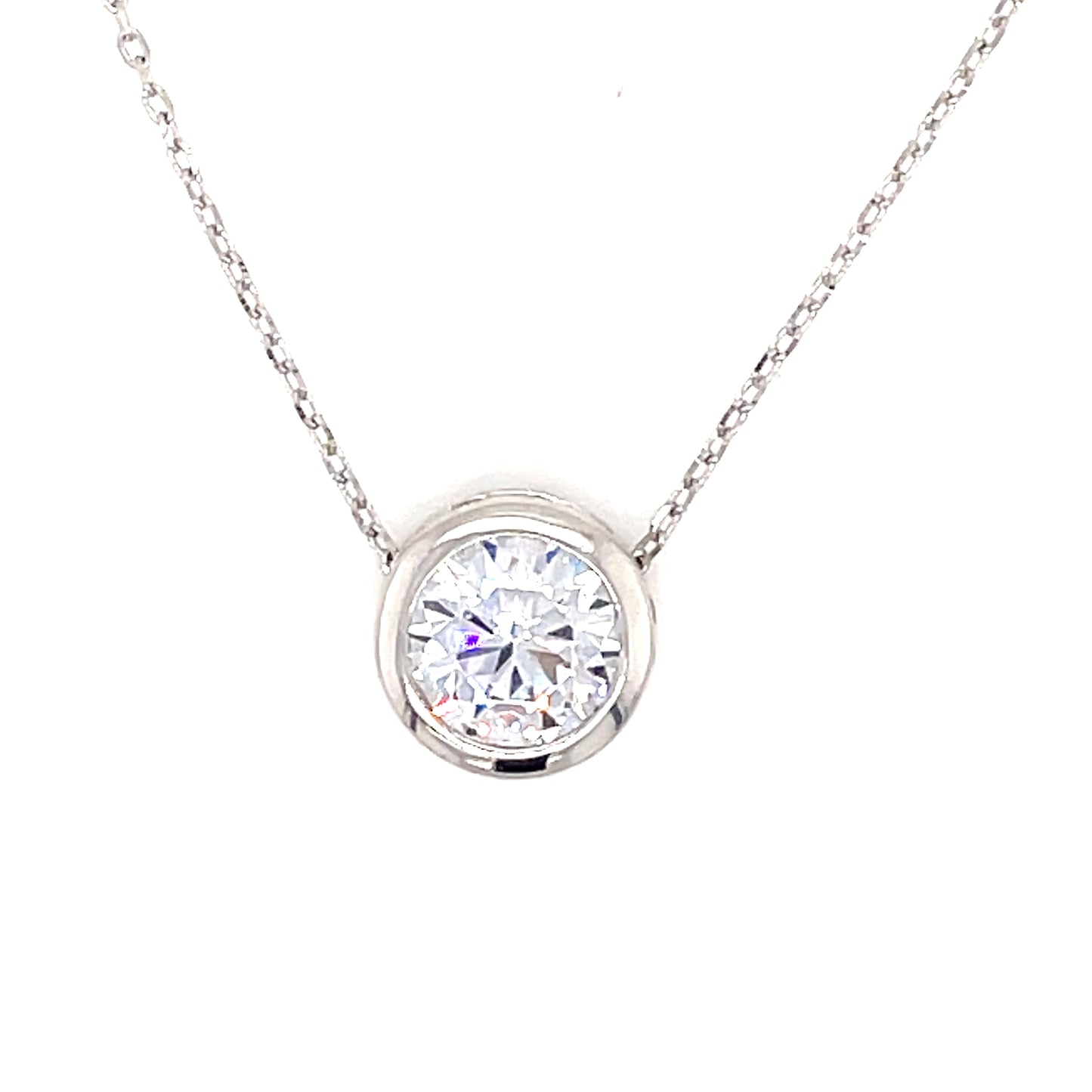 Sterling Silver Cubic Zirconia Rubover Floating Pendant
