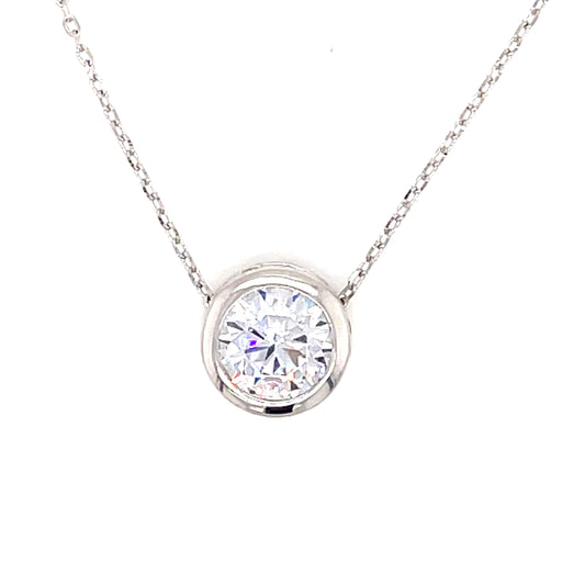 Sterling Silver Cubic Zirconia Rubover Floating Pendant