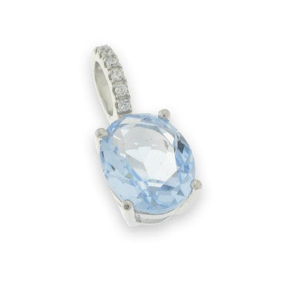 Sterling Silver Cubic Zirconia And Blue Pendant