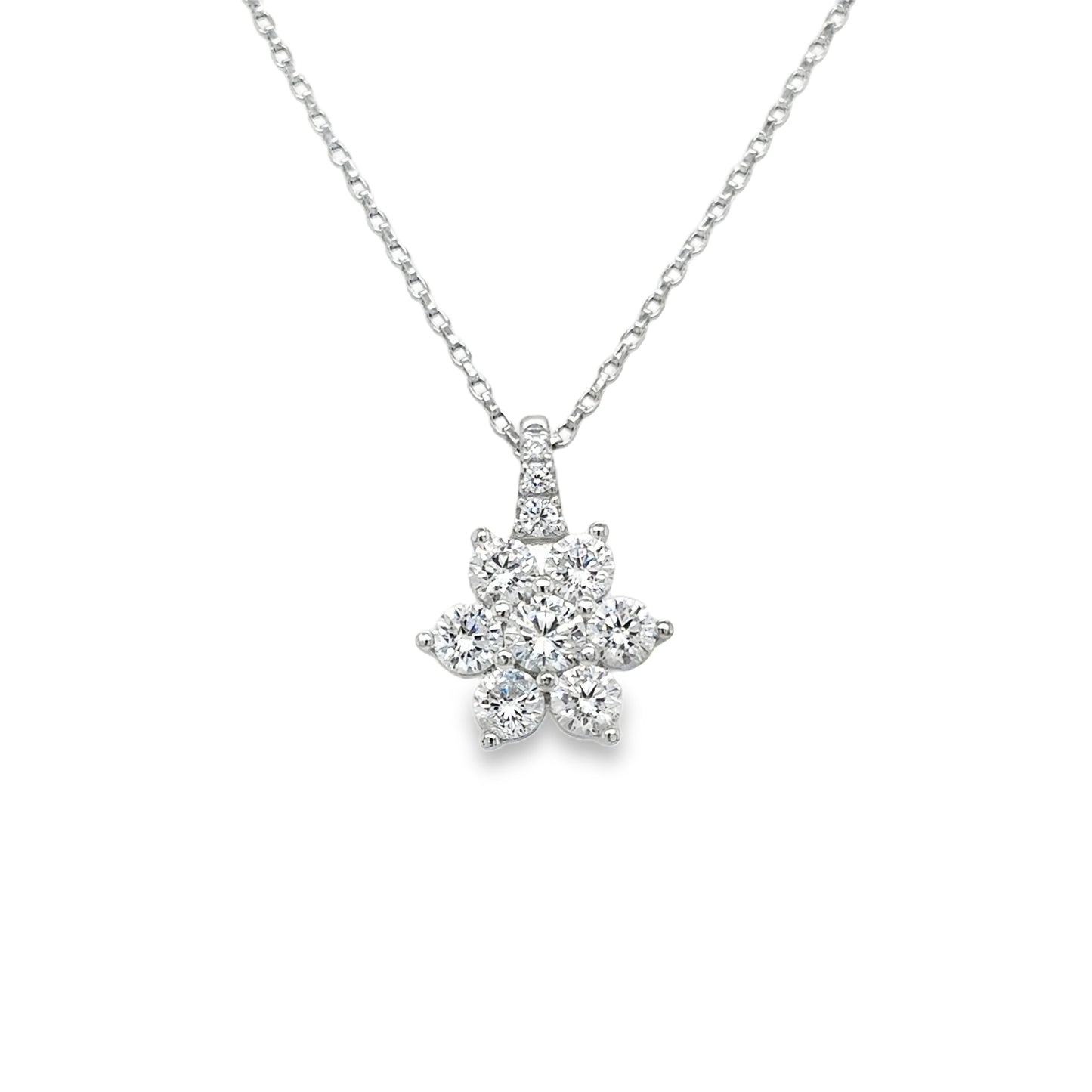Sterling Silver Cubic Zirconia Flower Cluster Pendant