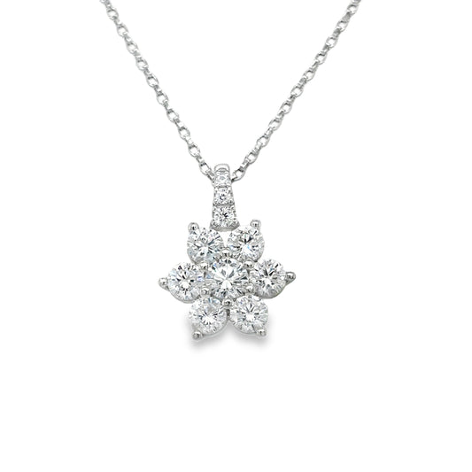 Sterling Silver Cubic Zirconia Flower Cluster Pendant