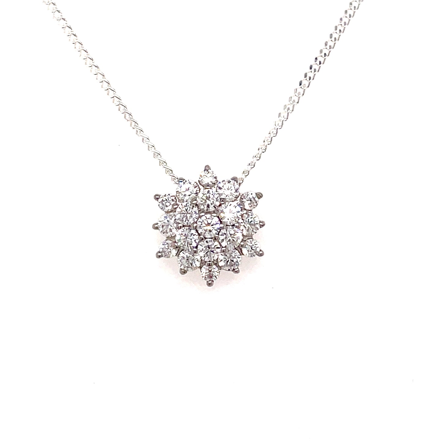 Sterling Silver Cubic Zirconia Cluster Pendant